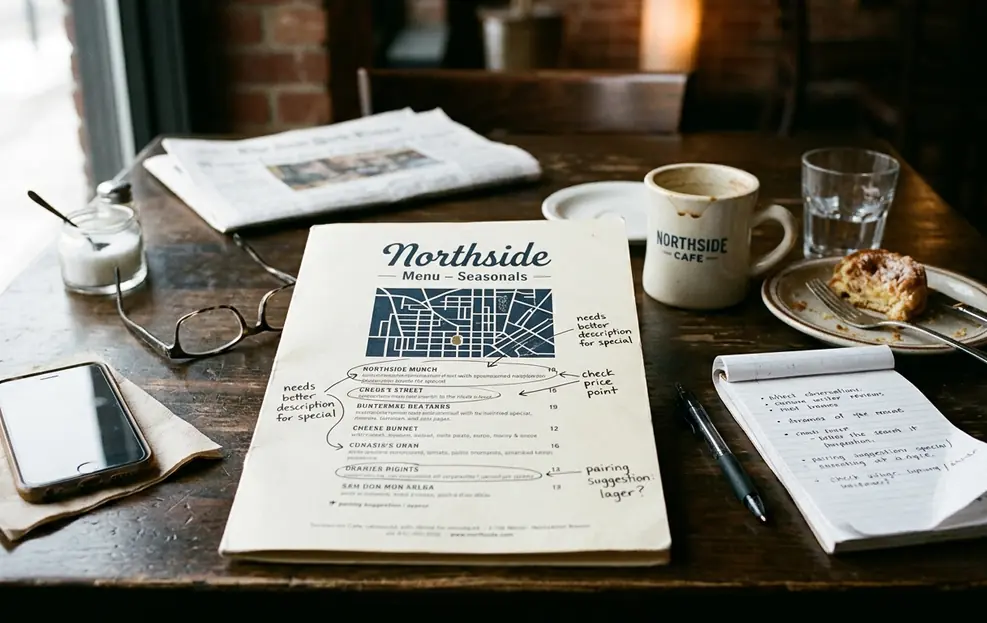 Northside Menu Table